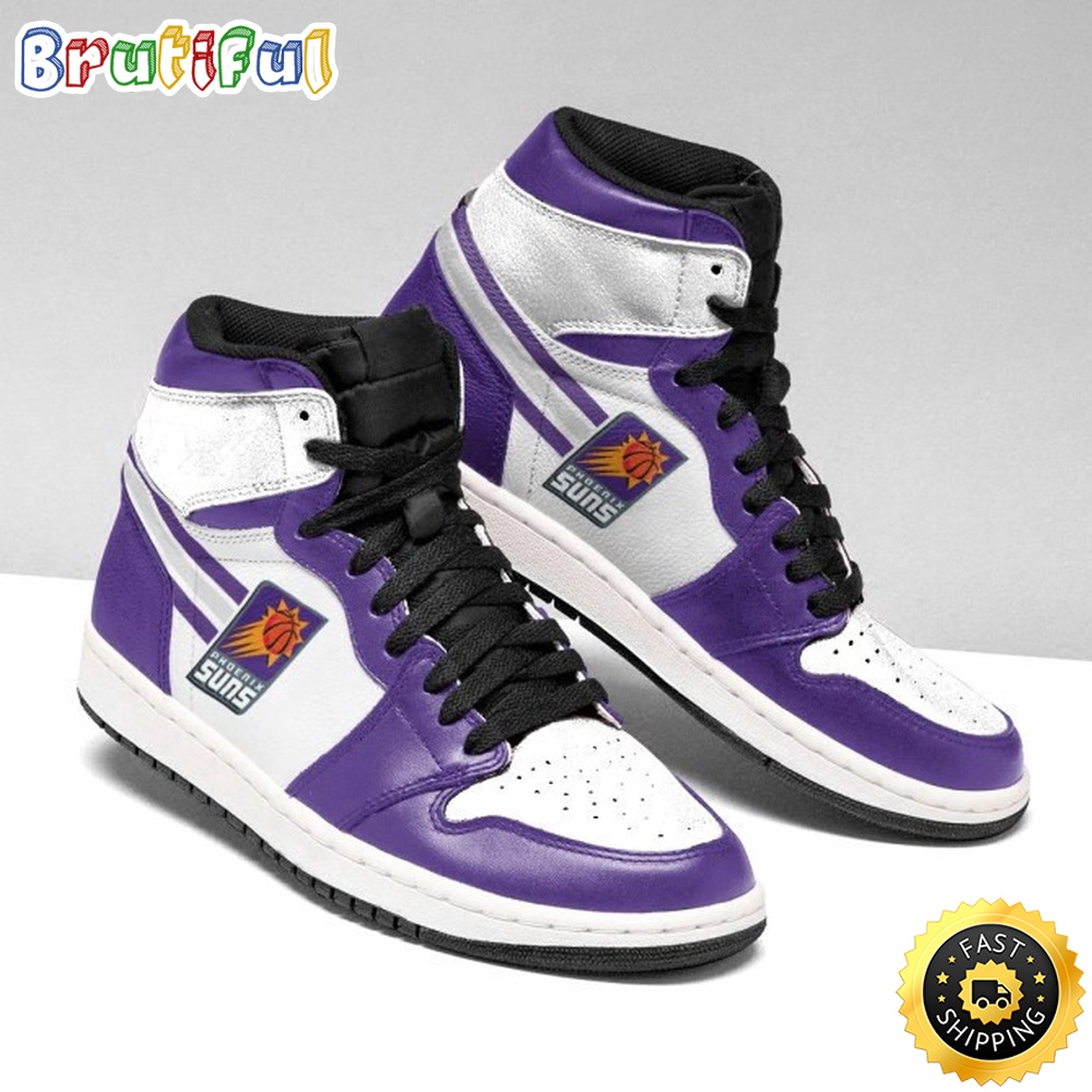 NBA Phoenix Suns White Purple Air Jordan 1 High Sneakers