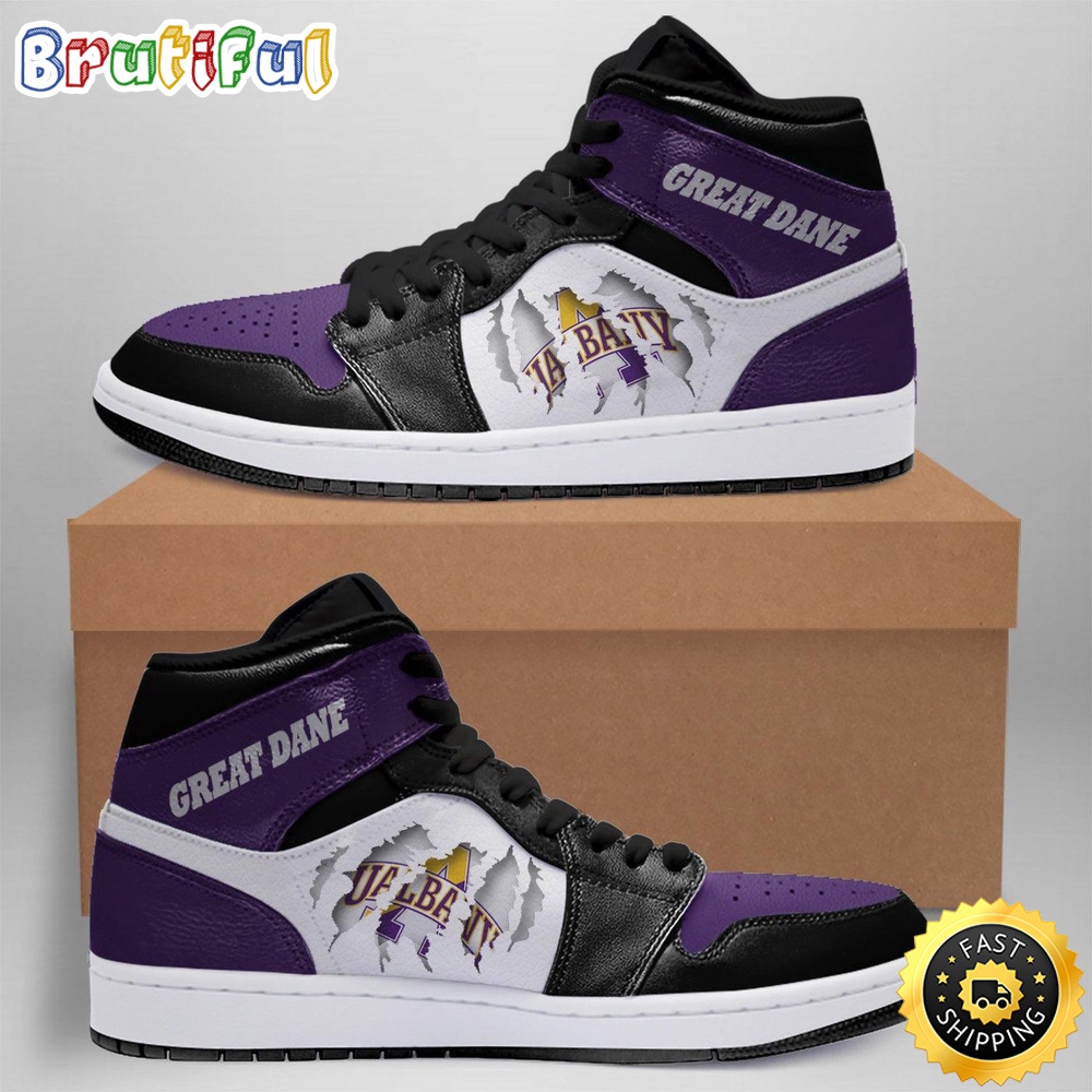 NCAA Albany Great Danes Purple Air Jordan 1 High Sneakers NCAA Albany Great Danes Purple Air Jordan 1 High Sneakers