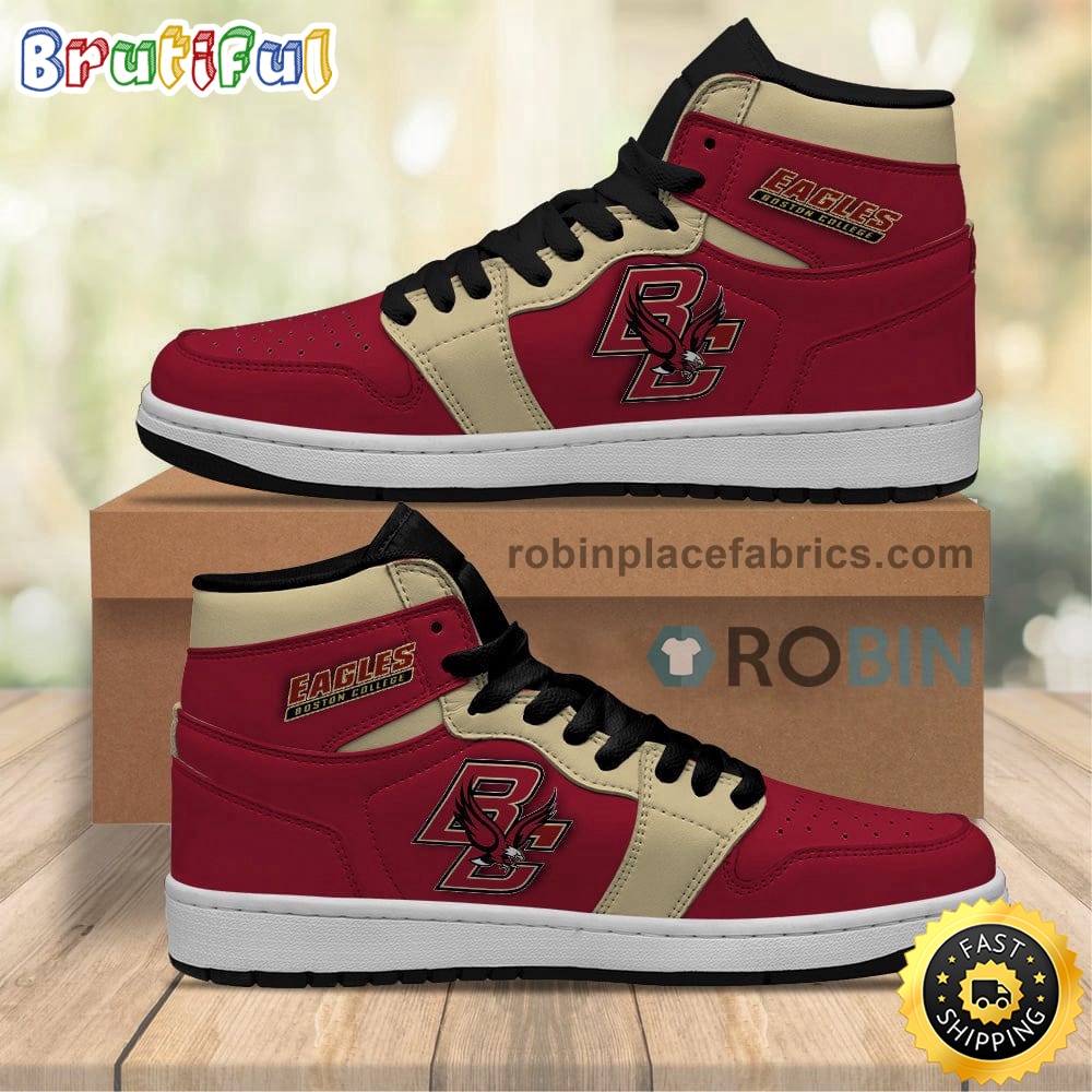 NCAA Boston College Eagles Red Air Jordan 1 High Sneakers