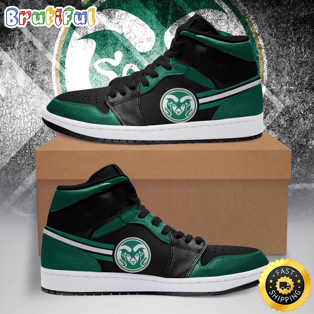 NCAA Colorado State Rams Green Black Air Jordan 1 High Sneakers
