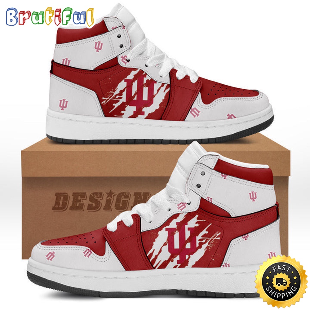 NCAA Indiana Hoosiers White Crimson Air Jordan 1 High Sneakers NCAA Indiana Hoosiers White Crimson Air Jordan 1 High Sneakers