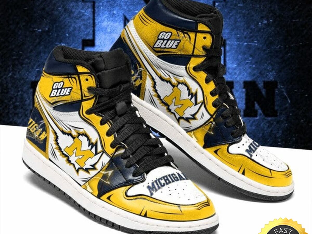 限定Nike ジョーダン2026 NCAA ミシガン大学 NCAA Michigan Wolverines Maize White Air Jordan 1 High Sneakers