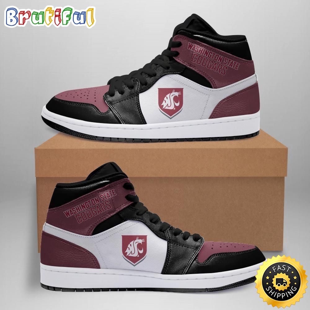NCAA Washington State Cougars Red Black Air Jordan 1 High Sneakers NCAA Washington State Cougars Red Black Air Jordan 1 High Sneakers