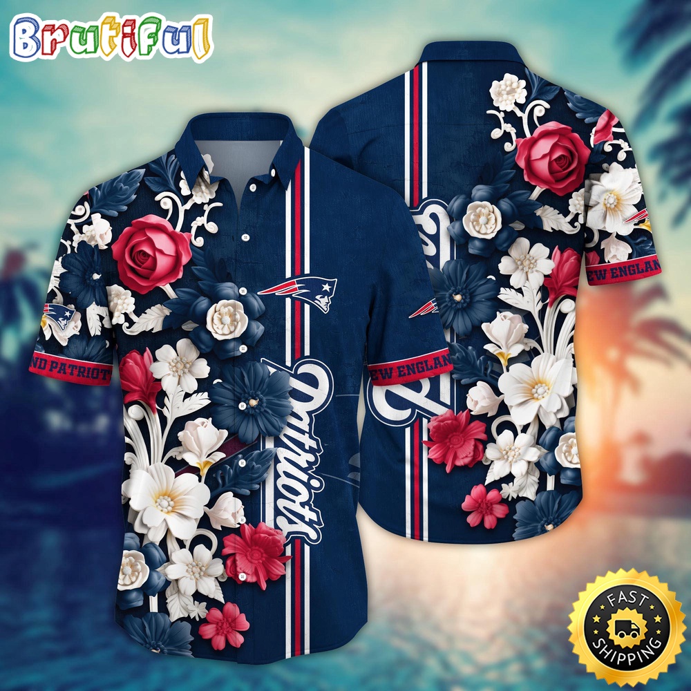 New England Patriots Hawaii Shirt  Flower Aloha Shirt For Football Fans