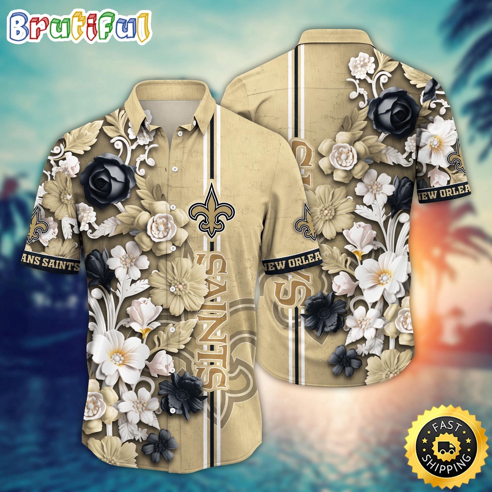 New Orleans Saints Hawaii Shirt  Flower Aloha Shirt For Football Fans