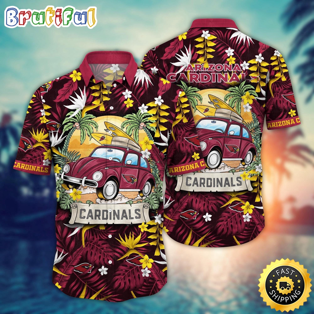 NFL Arizona Cardinals Hawaii Shirt Car Plam Tree Aloha Shirt