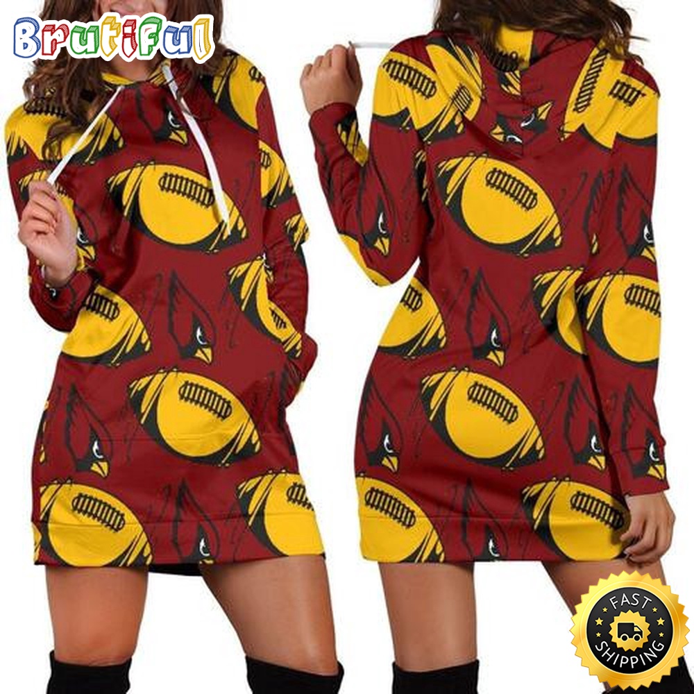 NFL Arizona Cardinals Hoodie Dress All Over Print For Women Hoodie