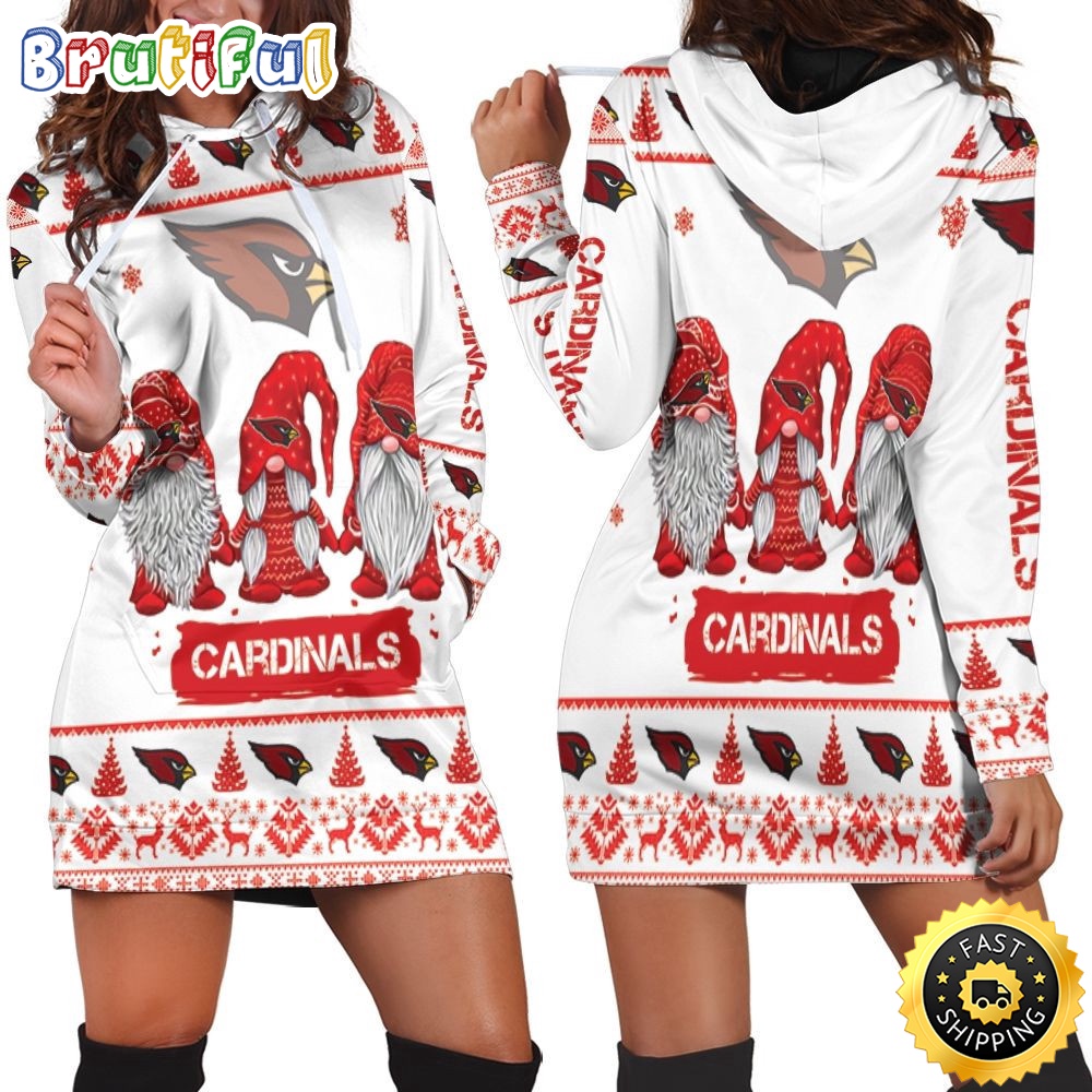 NFL Arizona Cardinals Hoodie Dress Gnomes All Over Print Hoodie Women