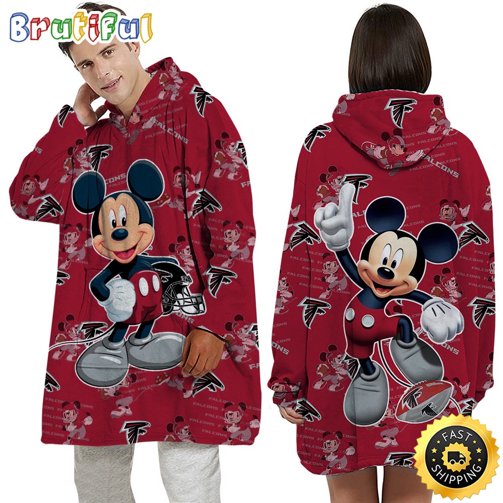NFL Atlanta Falcons Blanket Hoodie Mickey Mouse Lover Unisex Hoodie