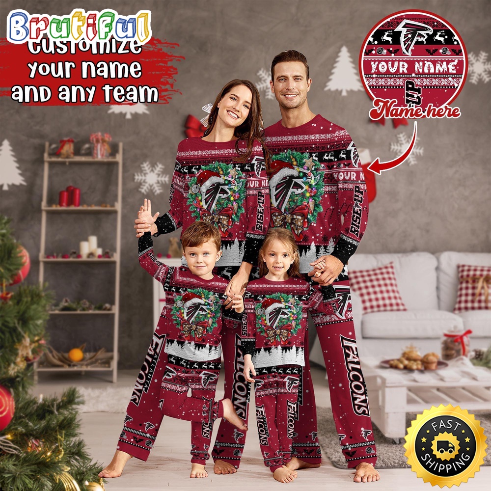 NFL Atlanta Falcons Pajamas Christmas For Family Custom Name Pajamas