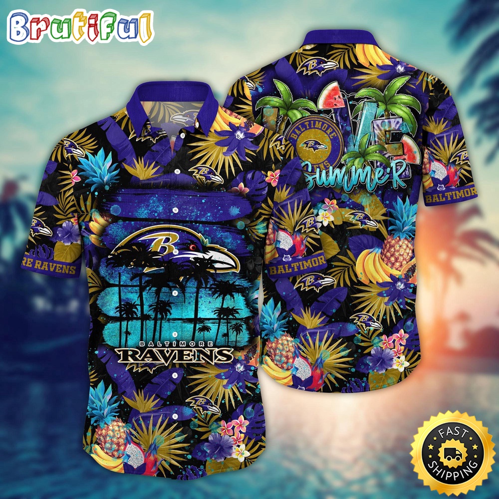 NFL Baltimore Ravens Hawaii Shirt Flower Relaxed Island Wear