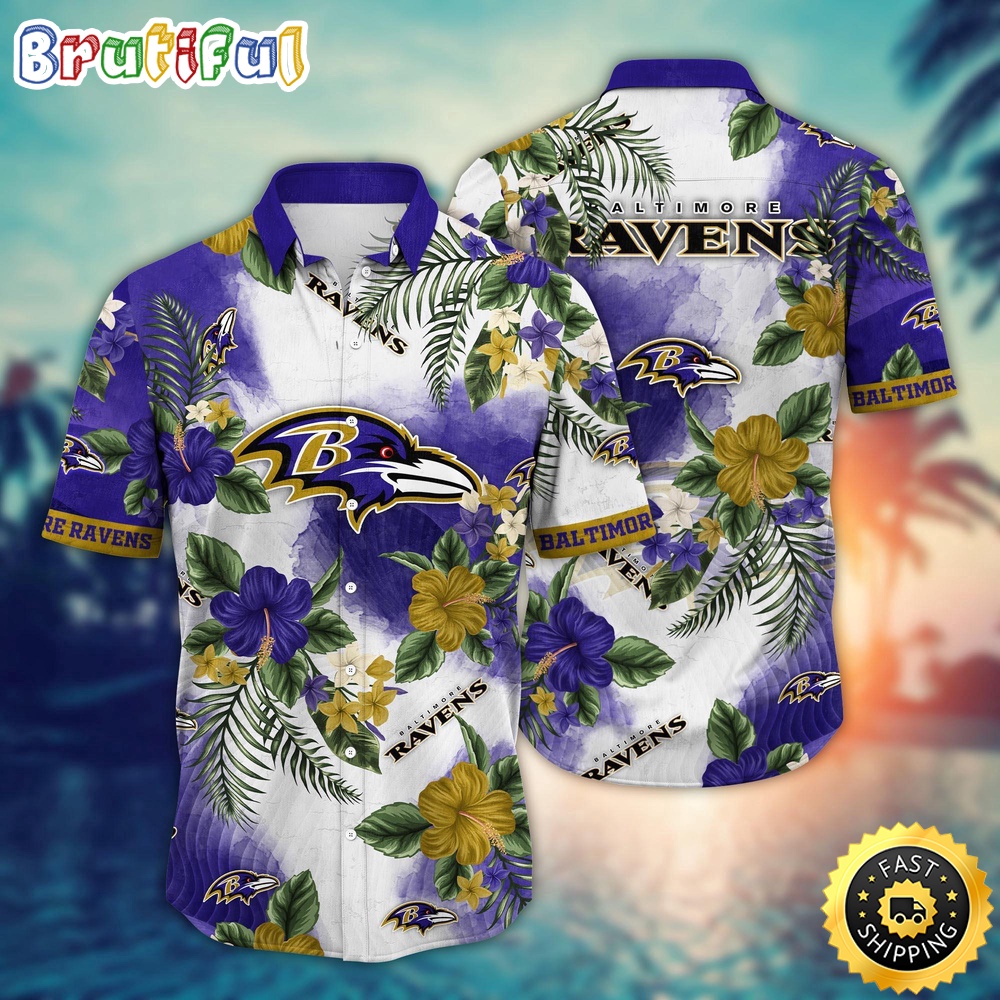 NFL Baltimore Ravens Hawaii Shirt Flower Trendy Floral Tops