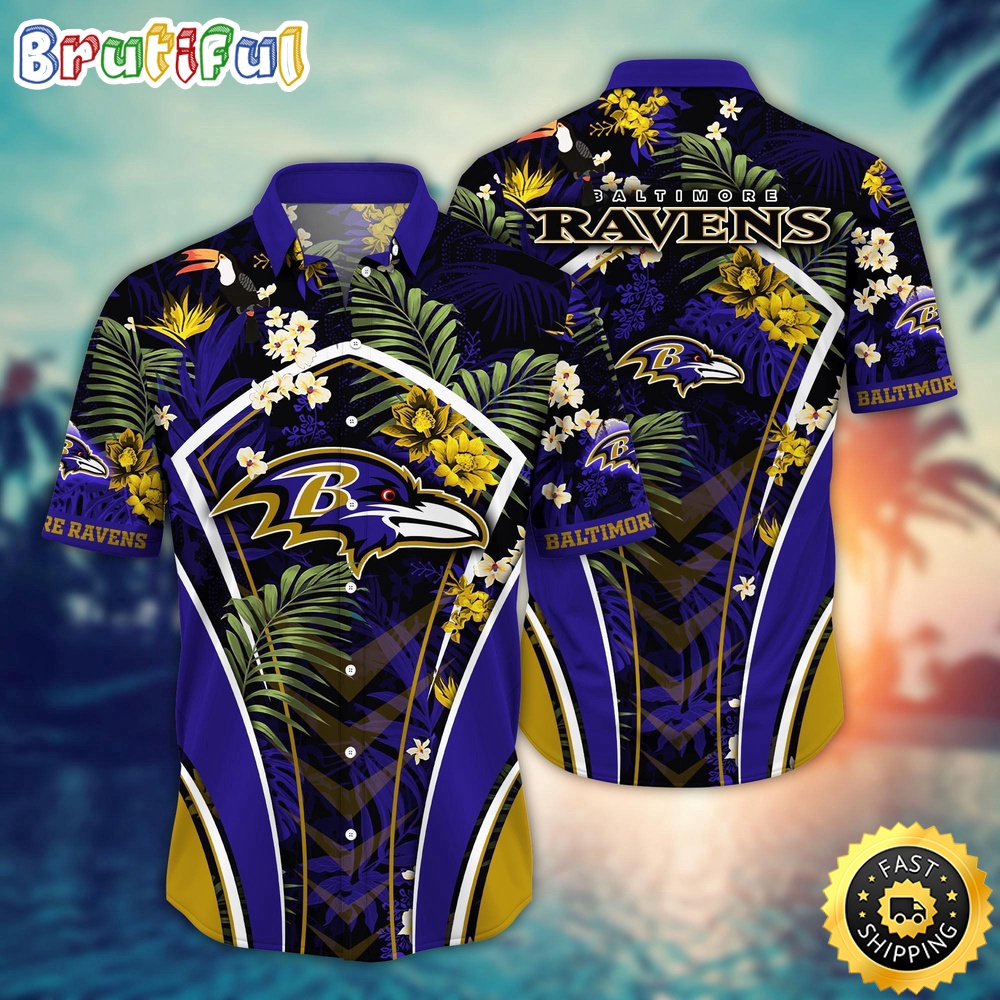 NFL Baltimore Ravens Hawaii Shirt Flower Vibrant Beachy Shirts
