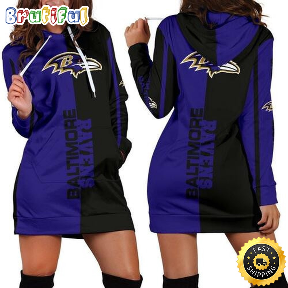 NFL Baltimore Ravens Hoodie Dress All Over Print For Women Hoodie