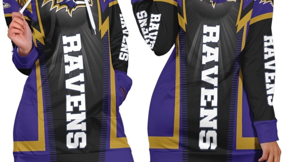 NFL Baltimore Ravens Hoodie Dress Print 3D Hoodie Women For Fans