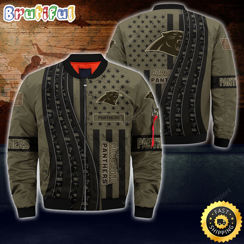 NFL Carolina Panthers Bomber Jacket Camo For Fans