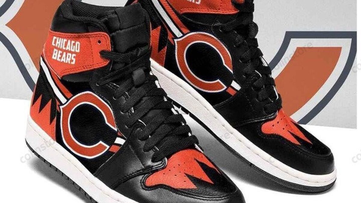 Nike Men\'s Black and Orange Athletic Shoes custom made Chicago bears Custom Nike Air Force 1 Chicago Bears “bear Down” Shoes  main image 4