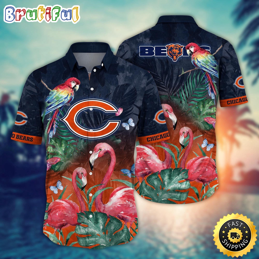 NFL Chicago Bears Hawaii Shirt Flamingo And Flower Aloha Shirt