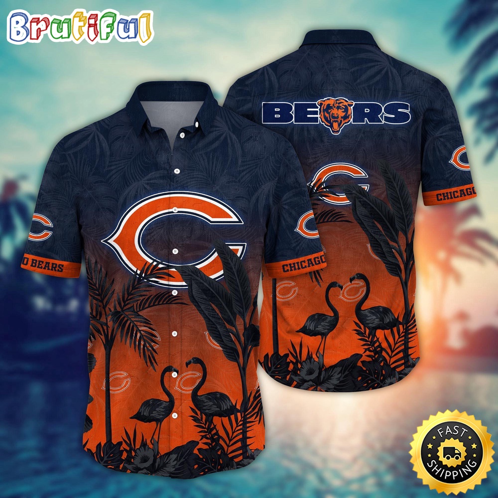 NFL Chicago Bears Hawaii Shirt Flamingo And Flower Funny Aloha Shirt