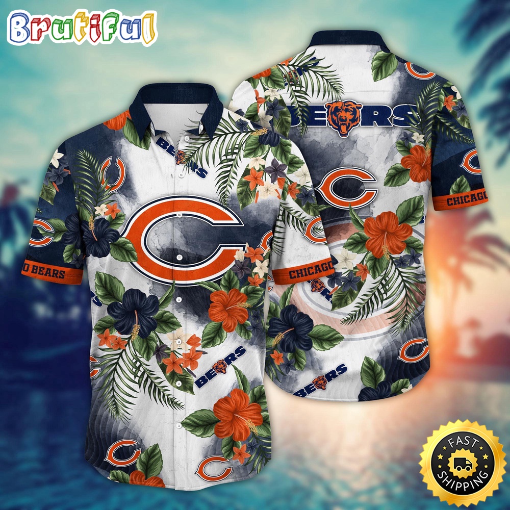NFL Chicago Bears Hawaii Shirt Flower Trendy Floral Tops