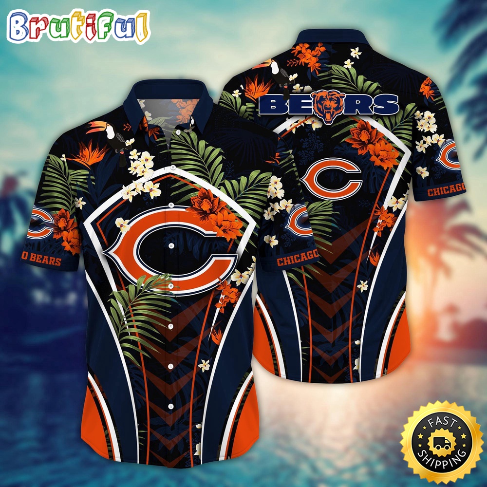 NFL Chicago Bears Hawaii Shirt Flower Vibrant Beachy Shirts