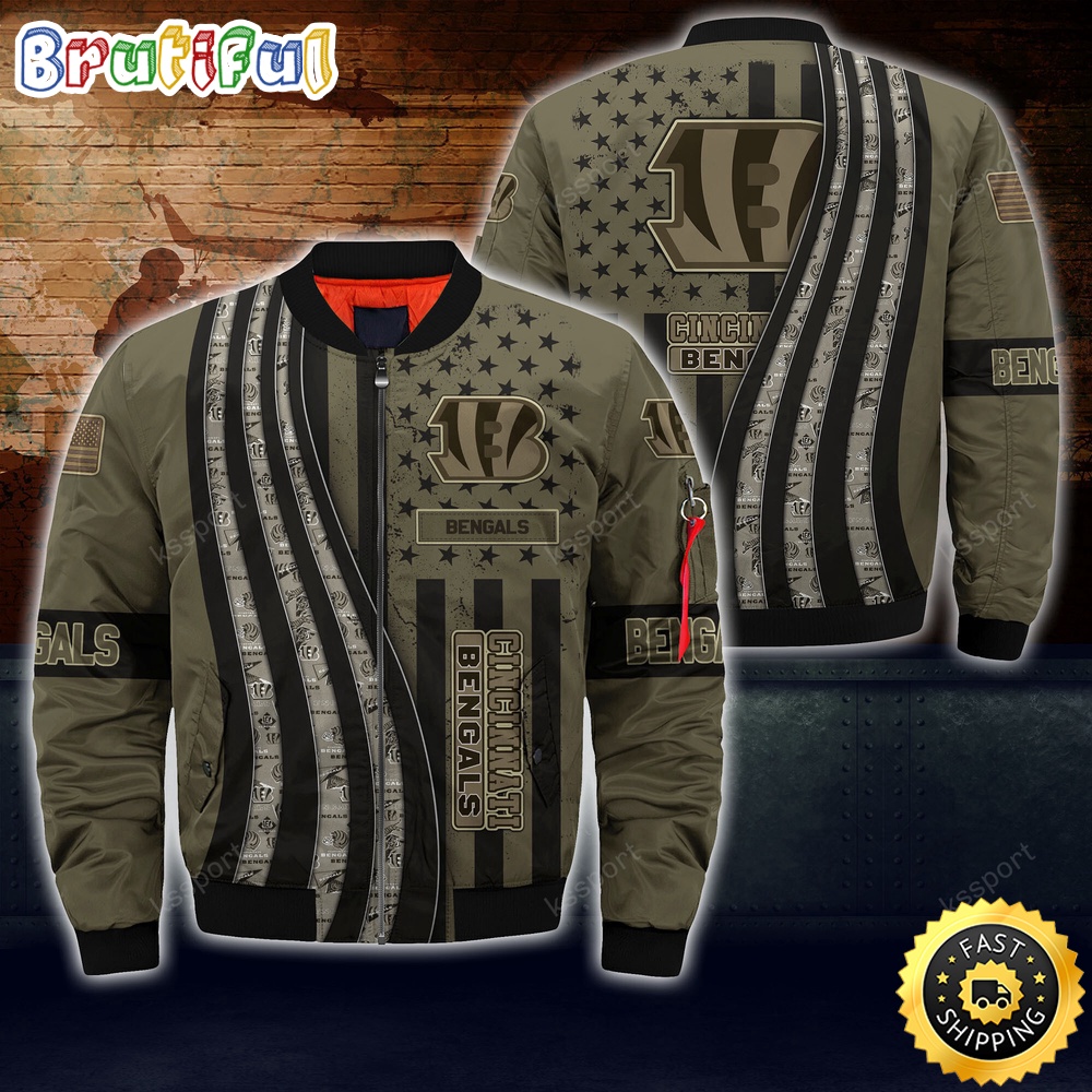 NFL Cincinnati Bengals Bomber Jacket Camo For Fans