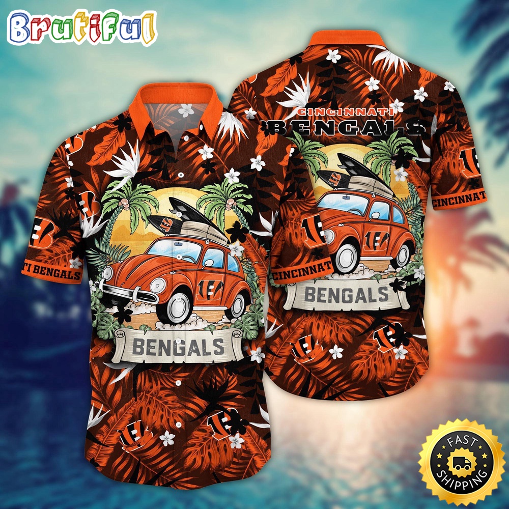 NFL Cincinnati Bengals Hawaii Shirt Car Plam Tree Aloha Shirt