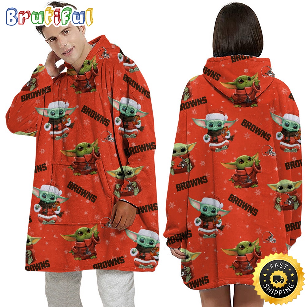 NFL Cleveland Browns Blanket Hoodie Baby Yoda Unisex Hoodie