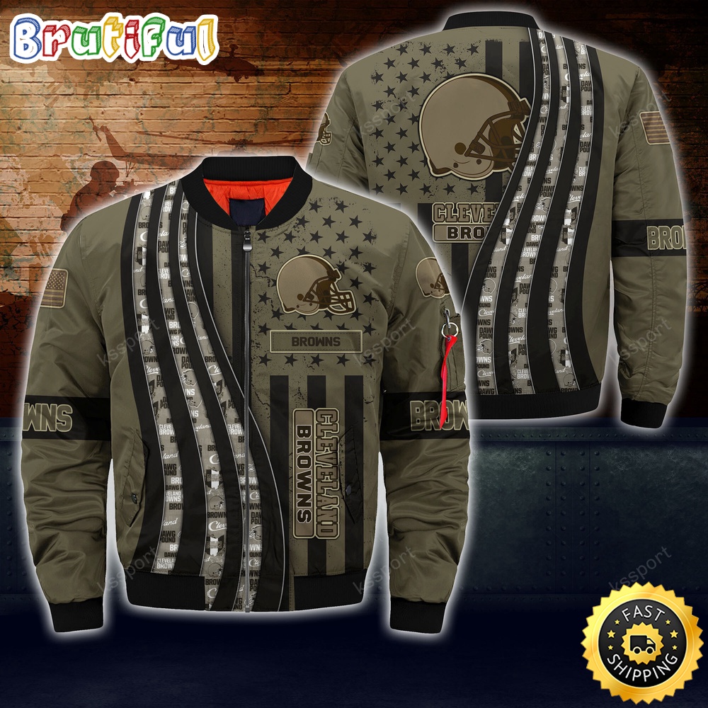 NFL Cleveland Browns Bomber Jacket Camo For Fans