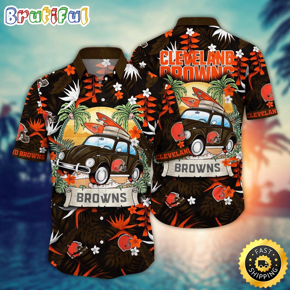 NFL Cleveland Browns Hawaii Shirt Car Plam Tree Aloha Shirt