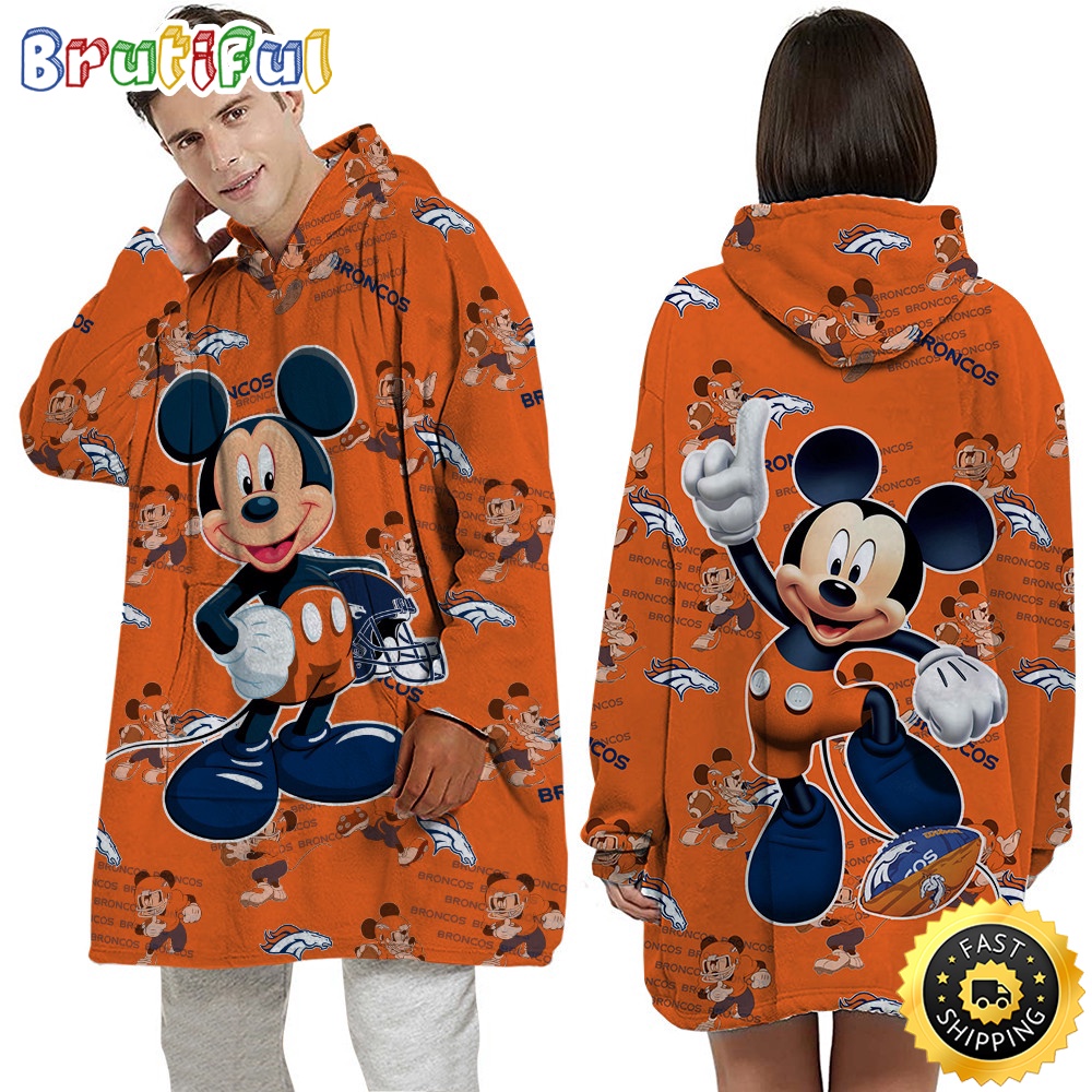 NFL Denver Broncos Blanket Hoodie Mickey Mouse Lover Unisex Hoodie