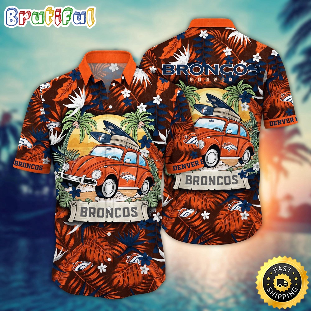 NFL Denver Broncos Hawaii Shirt Car Plam Tree Aloha Shirt