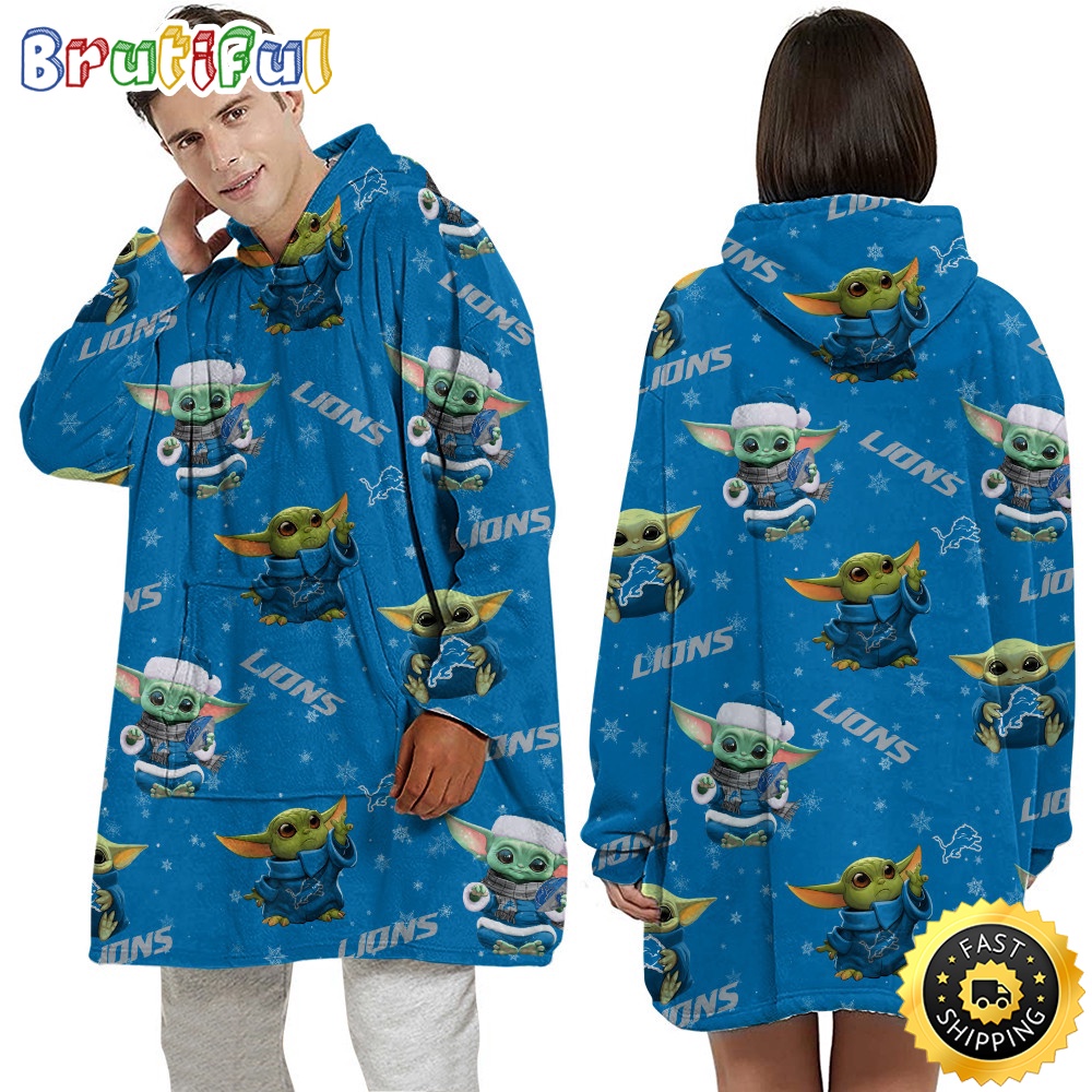 NFL Detroit Lions Blanket Hoodie Baby Yoda Unisex Hoodie