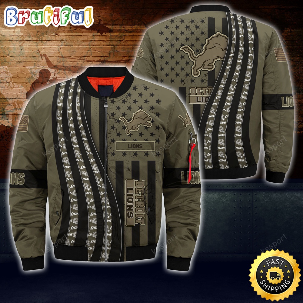 NFL Detroit Lions Bomber Jacket Camo For Fans