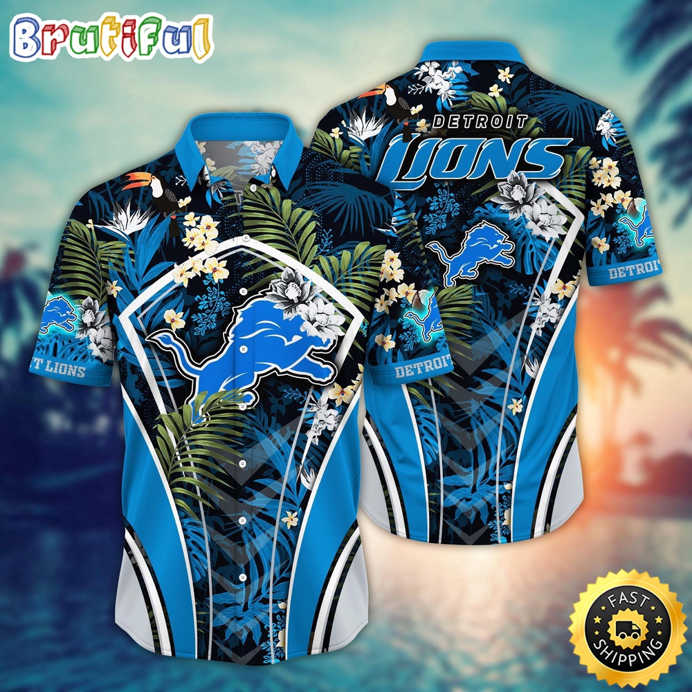 NFL Detroit Lions Hawaii Shirt Flower Vibrant Beachy Shirts