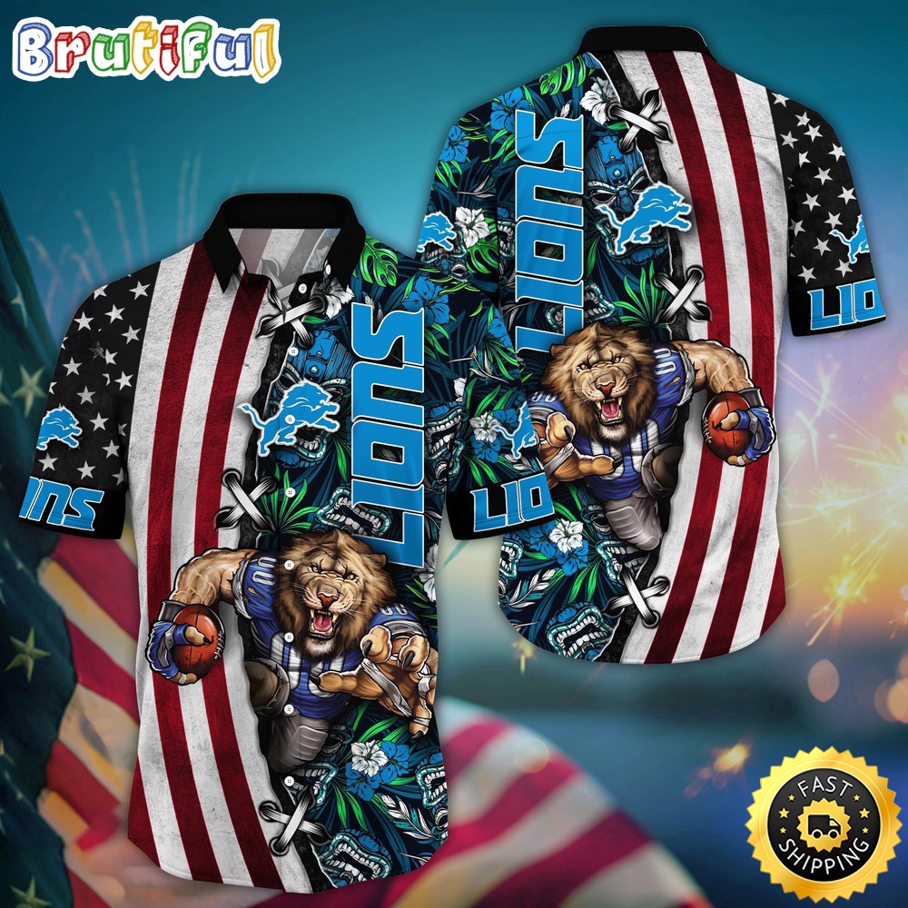 NFL Detroit Lions Hawaii Shirt Mascot Aloha Summer Shirt