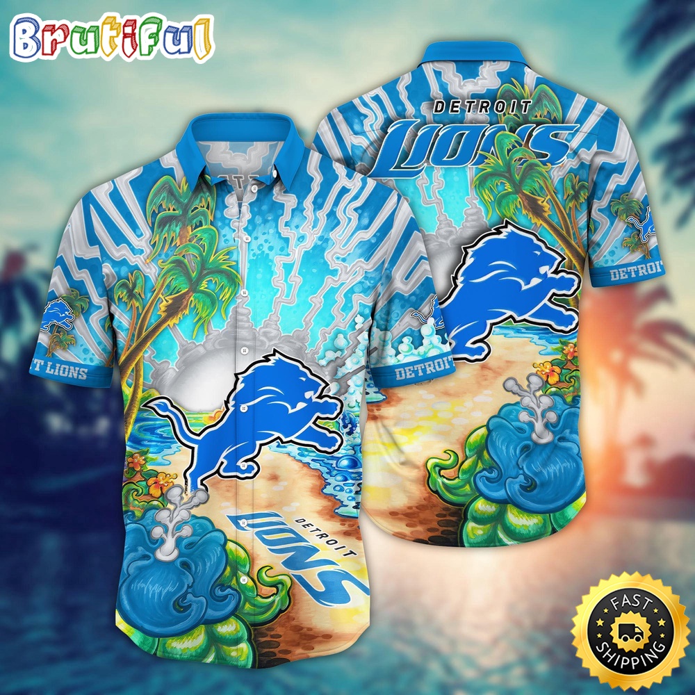NFL Detroit Lions Hawaiian Shirt Flower Hawaii Shirt For Football Fans