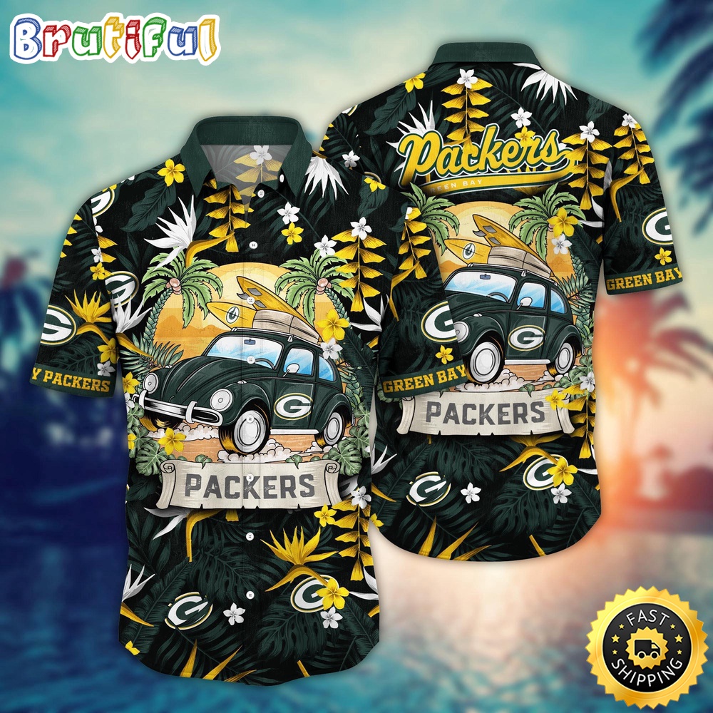 NFL Green Bay Packers Hawaii Shirt Car Plam Tree Aloha Shirt