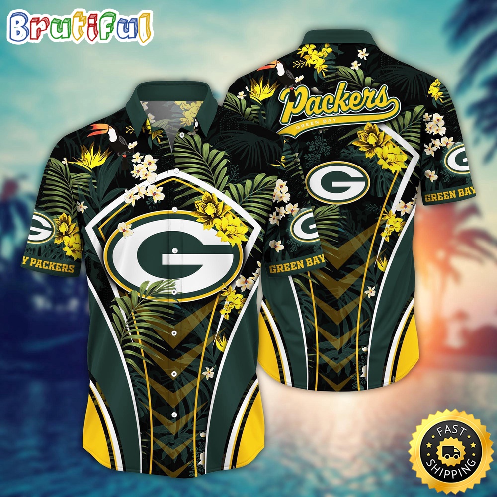 NFL Green Bay Packers Hawaii Shirt Flower Vibrant Beachy Shirts