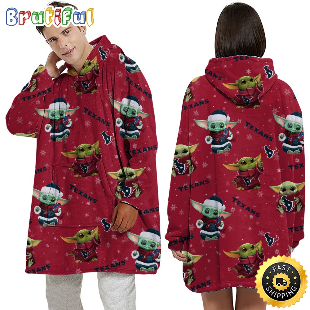NFL Houston Texans Blanket Hoodie Baby Yoda Unisex Hoodie
