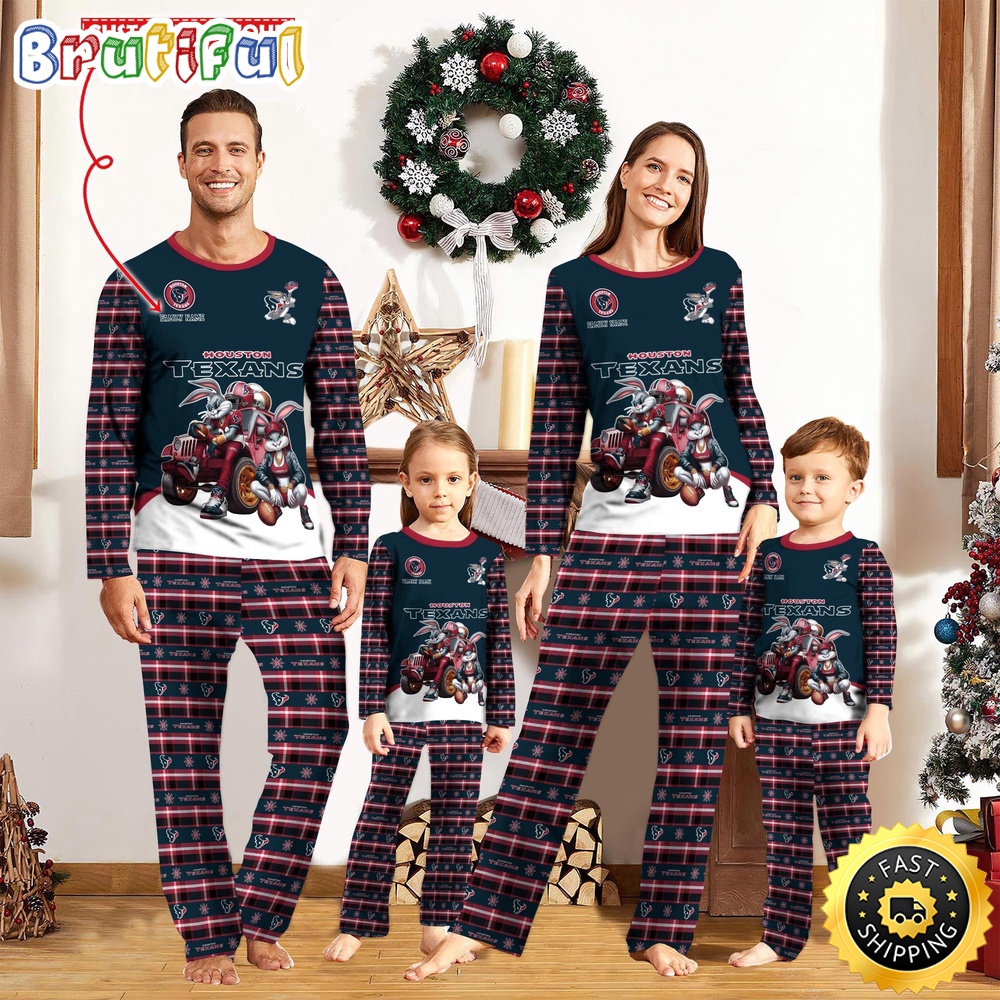 NFL Houston Texans Pajamas Bunny Sports For Family Custom Name Pajamas
