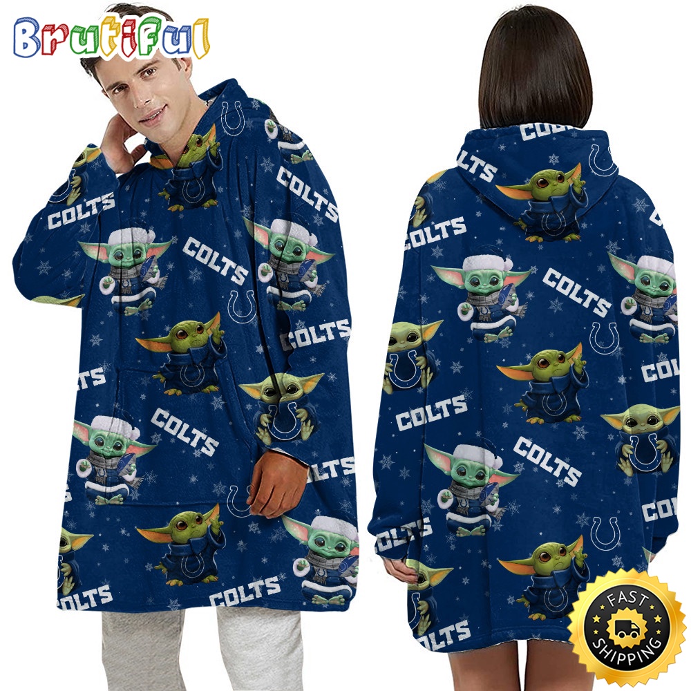 NFL Indianapolis Colts Blanket Hoodie Baby Yoda Unisex Hoodie