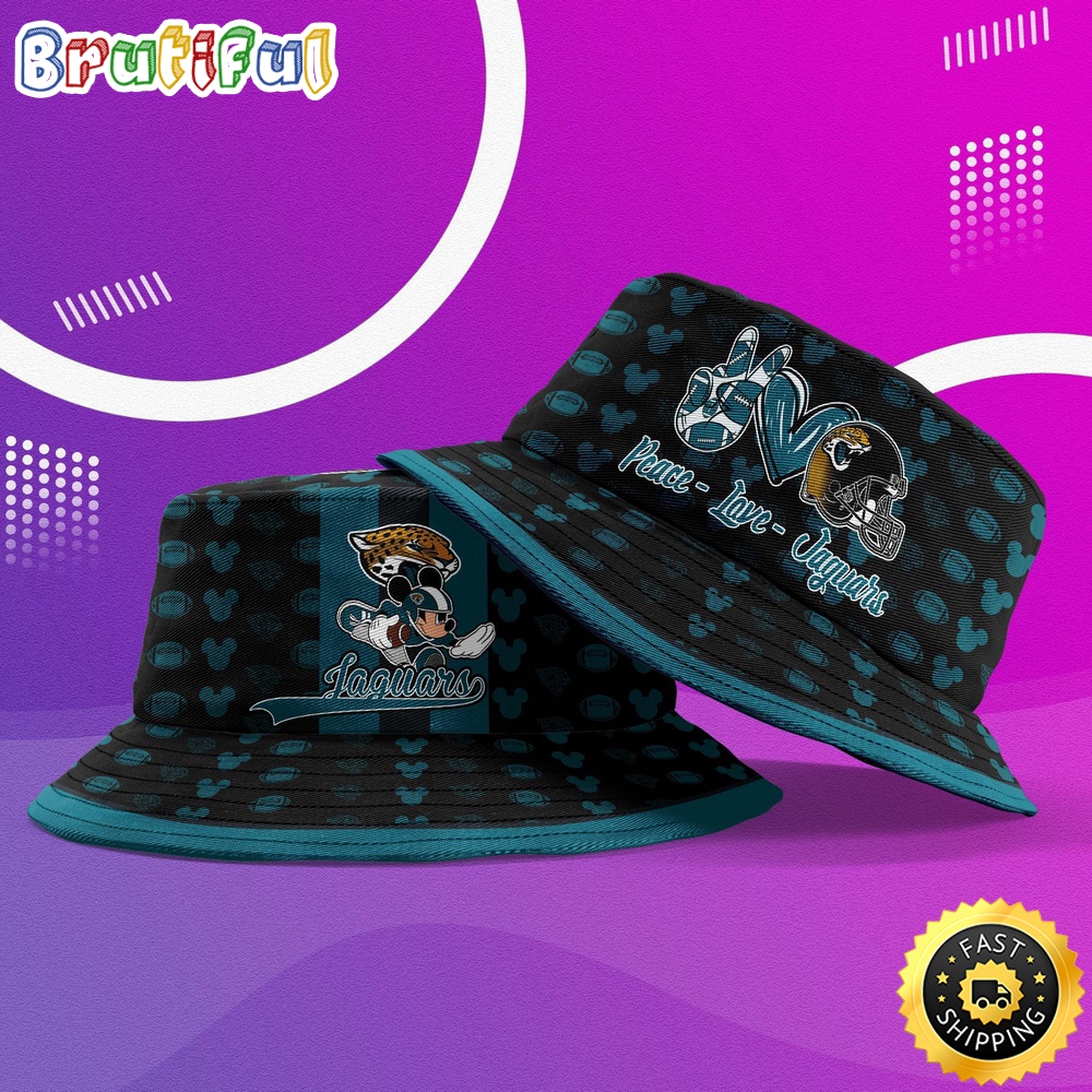 NFL Jacksonville Jaguars Bucket Hat Mickey Mouse NFL Bucket Hat