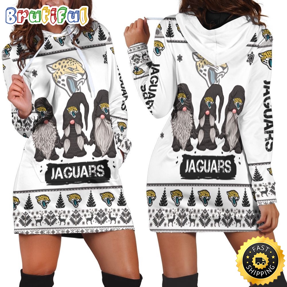NFL Jacksonville Jaguars Hoodie Dress Gnomes All Over Print Hoodie Women