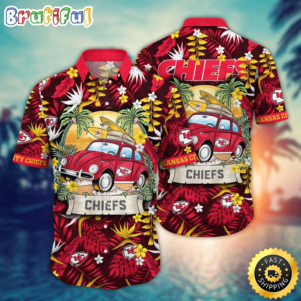 NFL Kansas City Chiefs Hawaii Shirt Car Plam Tree Aloha Shirt