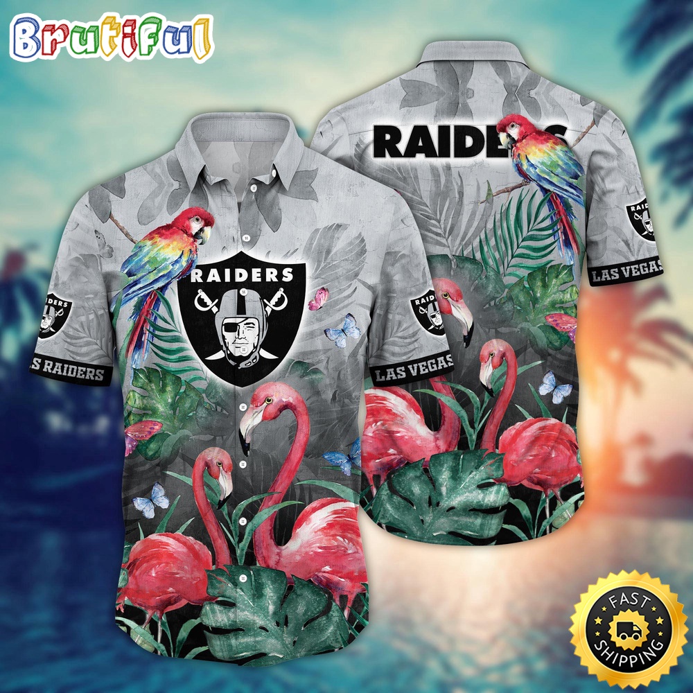 NFL Las Vegas Raiders Hawaii Shirt Flamingo And Flower Aloha Shirt