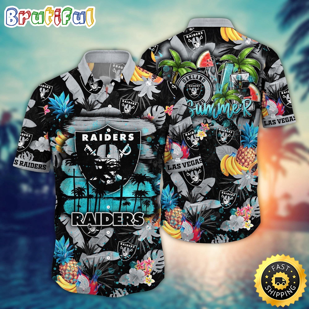 NFL Las Vegas Raiders Hawaii Shirt Flower Relaxed Island Wear