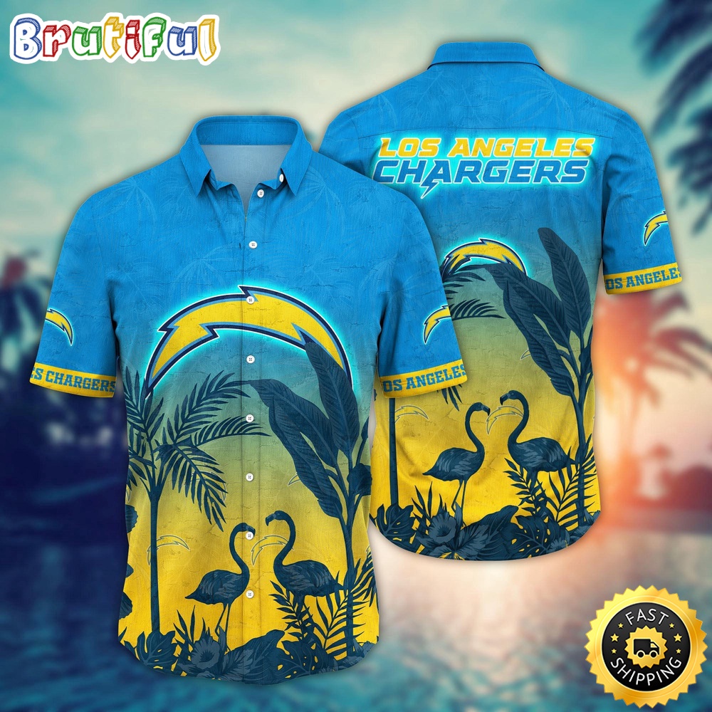 NFL Los Angeles Chargers Hawaii Shirt Flamingo And Flower Funny Aloha Shirt