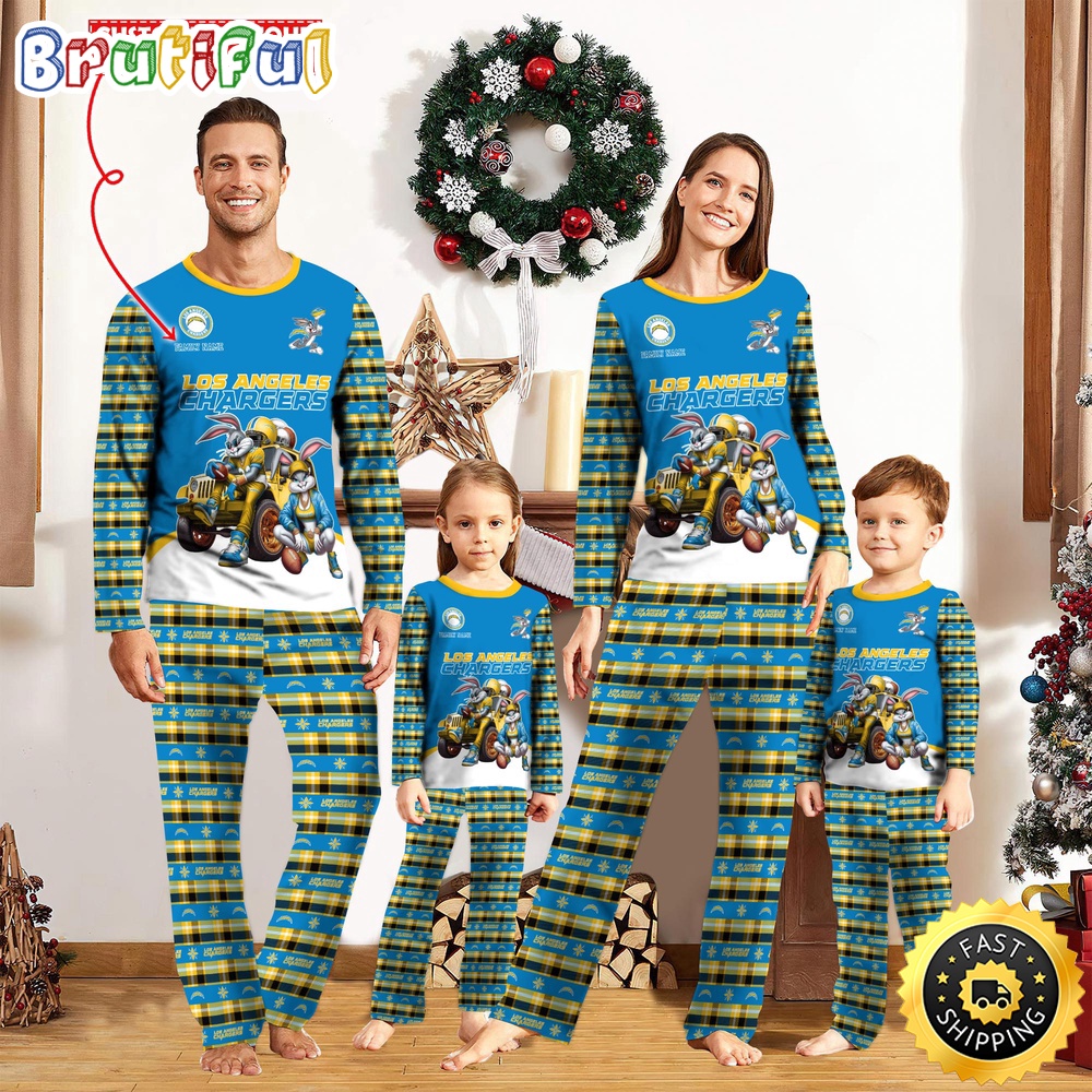 NFL Los Angeles Chargers Pajamas Bunny Sports For Family Custom Name Pajamas