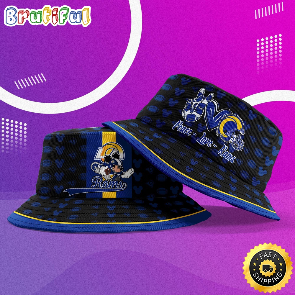 NFL Los Angeles Rams Bucket Hat Mickey Mouse NFL Bucket Hat
